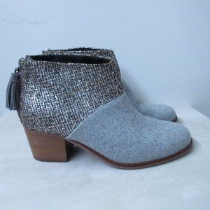 Toms Leila Felt Shine Boucle Gray Booties Size 8.5